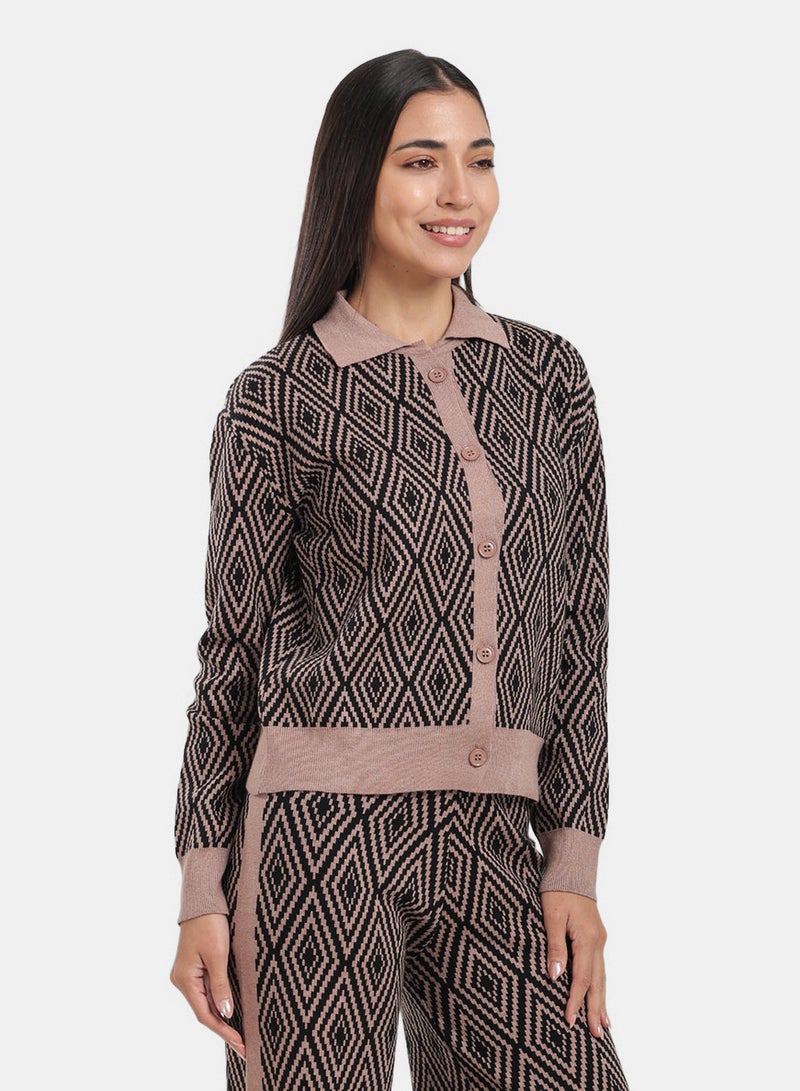 Carina Diamond Pattern Lounge Cardigan - Image 2